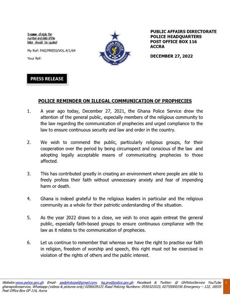 NO DOOM PROPHECY WILL BE ALLOWED – Police Cautions Pastors Ahead of 31st Night