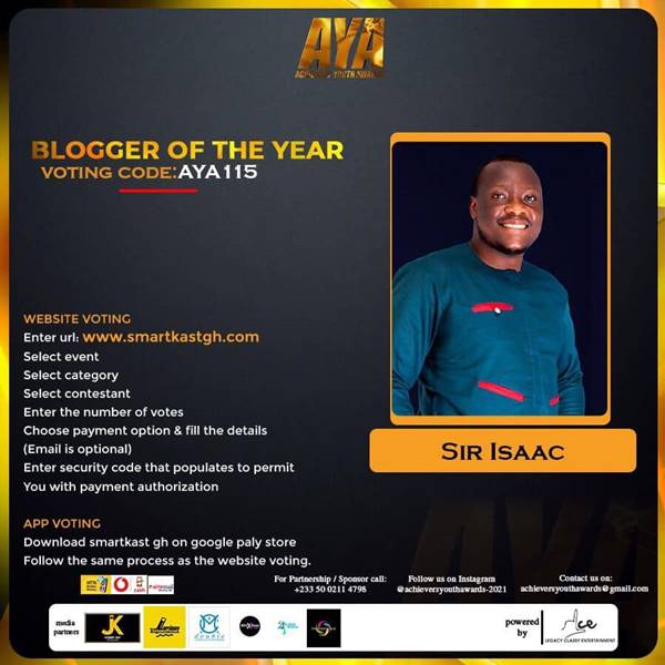 Celebrated Blogger Sir Isaac nominated at Achievers Youth Awards for Blogger of the Year