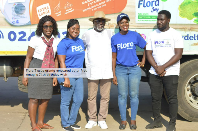 Flora Tissue grants renowned Ghanaian actor Fred Amugi’s 74th birthday wish