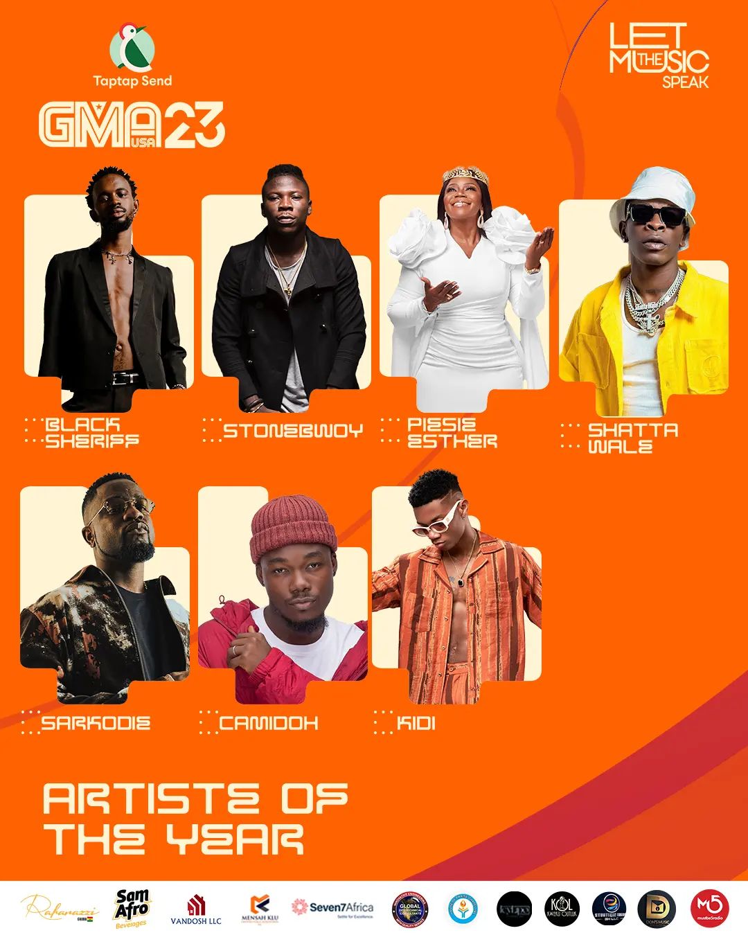 Piesie Esther, Shatta Wale, Stonebwoy, Black Sherif and others nominated in GMA -USA 2023 edition