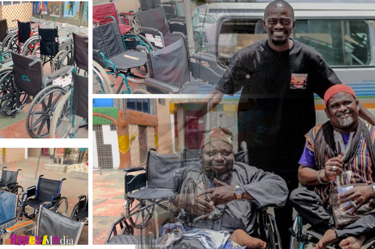 Lil Win, donates wheelchairs and funds, to physically challenged individuals in Kumasi.