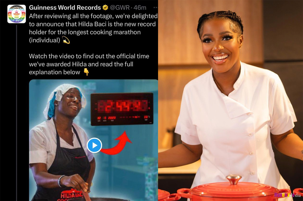 Nigerian Chef Hilda Baci confirmed as, new record holder of longest cooking marathon