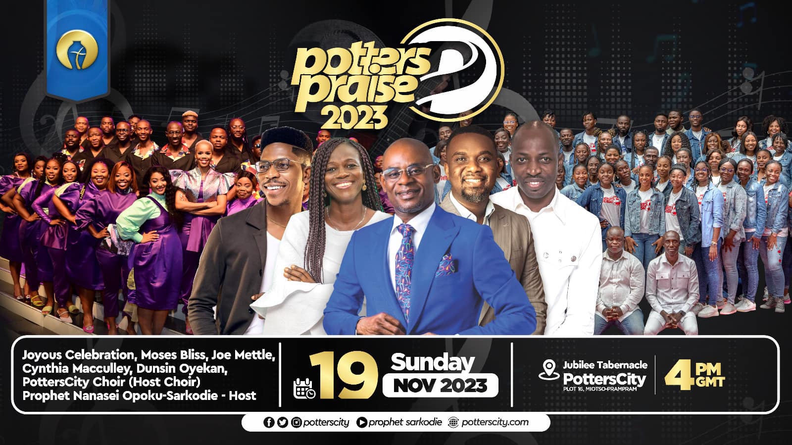 Joe Mettle, Nathaniel Bassey, Dunsin Oyekan, Mosses Bliss, and more unite for Potter’s Praise 2023 on 19th November