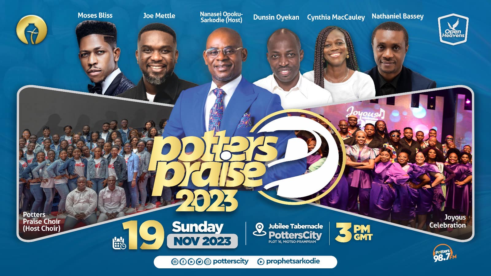 Joe Mettle, Nathaniel Bassey, Dunsin Oyekan, Mosses Bliss, and more unite for Potter’s Praise 2023 on 19th November