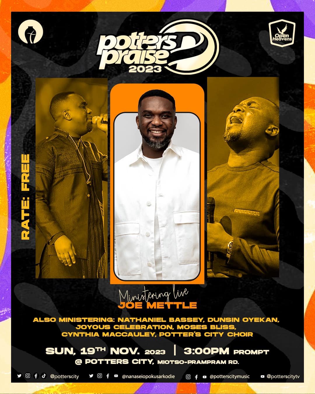 Joe Mettle, Nathaniel Bassey, Dunsin Oyekan, Mosses Bliss, and more unite for Potter’s Praise 2023 on 19th November