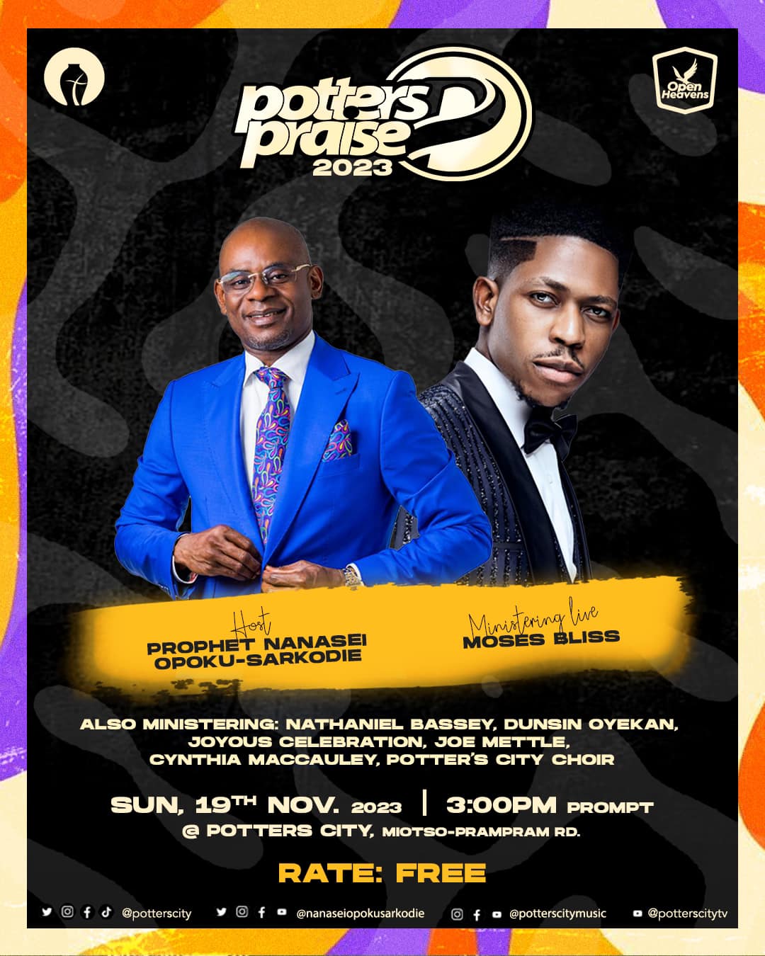 Joe Mettle, Nathaniel Bassey, Dunsin Oyekan, Mosses Bliss, and more unite for Potter’s Praise 2023 on 19th November