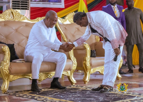 John Mahama Worships With Prophet Ebenezer Opambour at Miracle Worship Centre