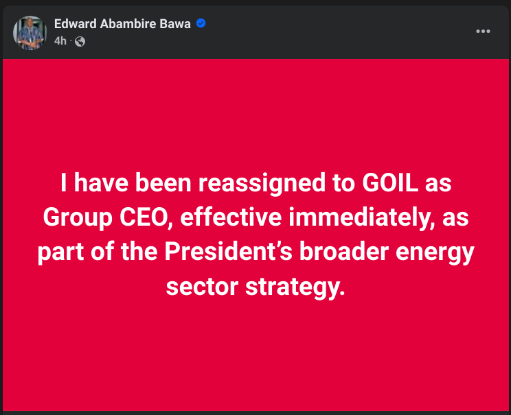 Edward Abambire Bawa Appointed GOIL Group CEO