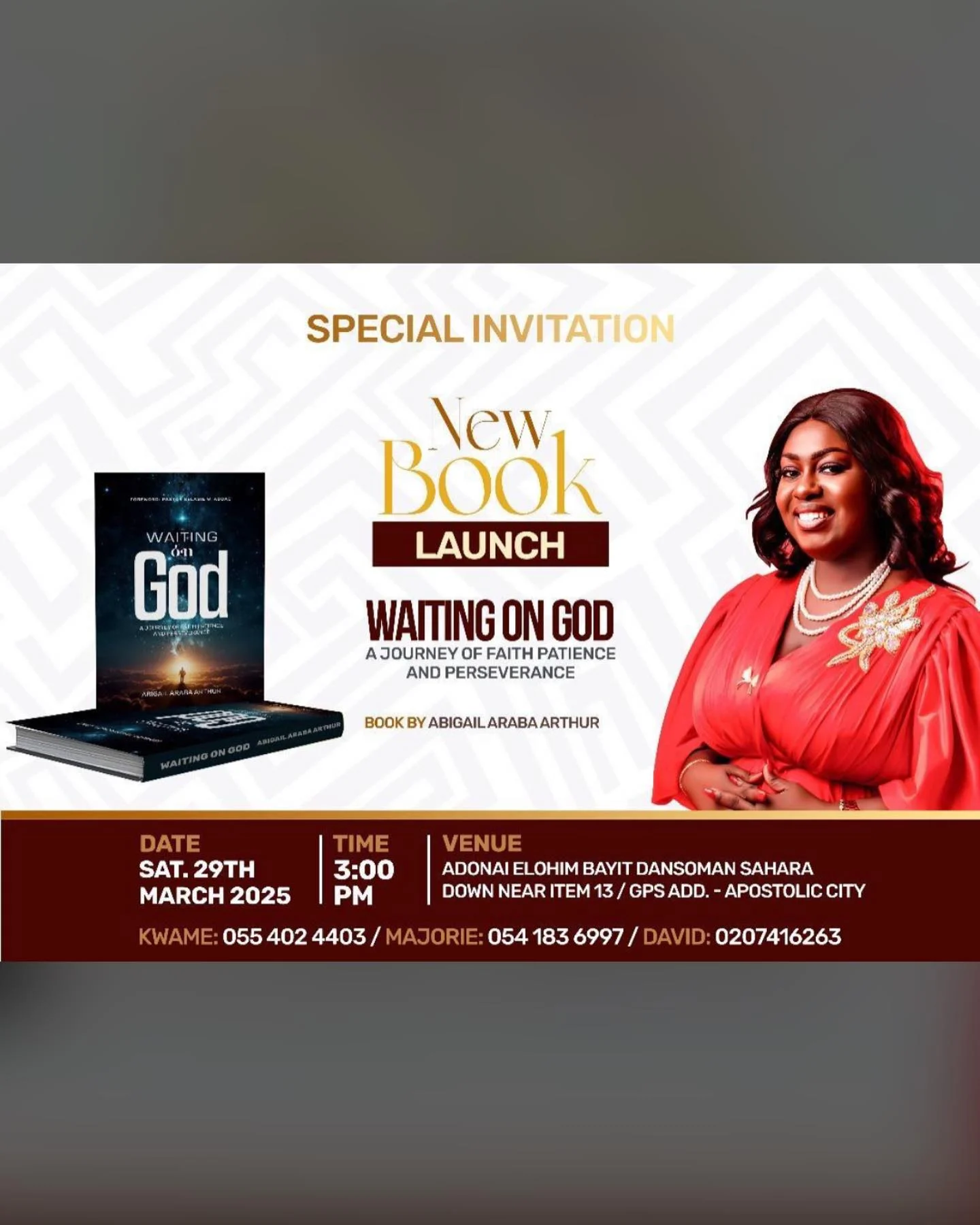 Book Launch: "Waiting On God" By Abigail Araba Agyemang – A Journey Of Faith, Patience, And Perseverance