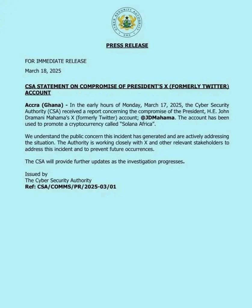 President Mahama’s Twitter Account Hacked; Details Emerge