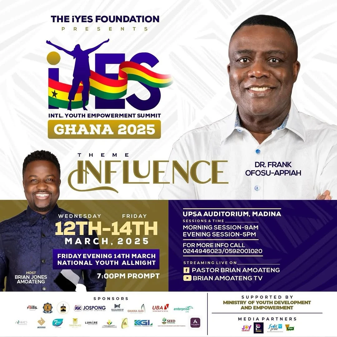 Pastor Brian Jones Amoateng's iYES Ghana 2025 Kicks Off Tomorrow