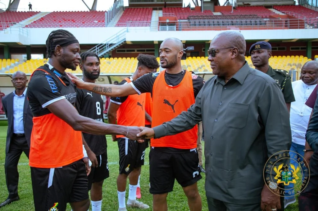 Mahama Visits Black Stars During Training Ahead of Chad Clash