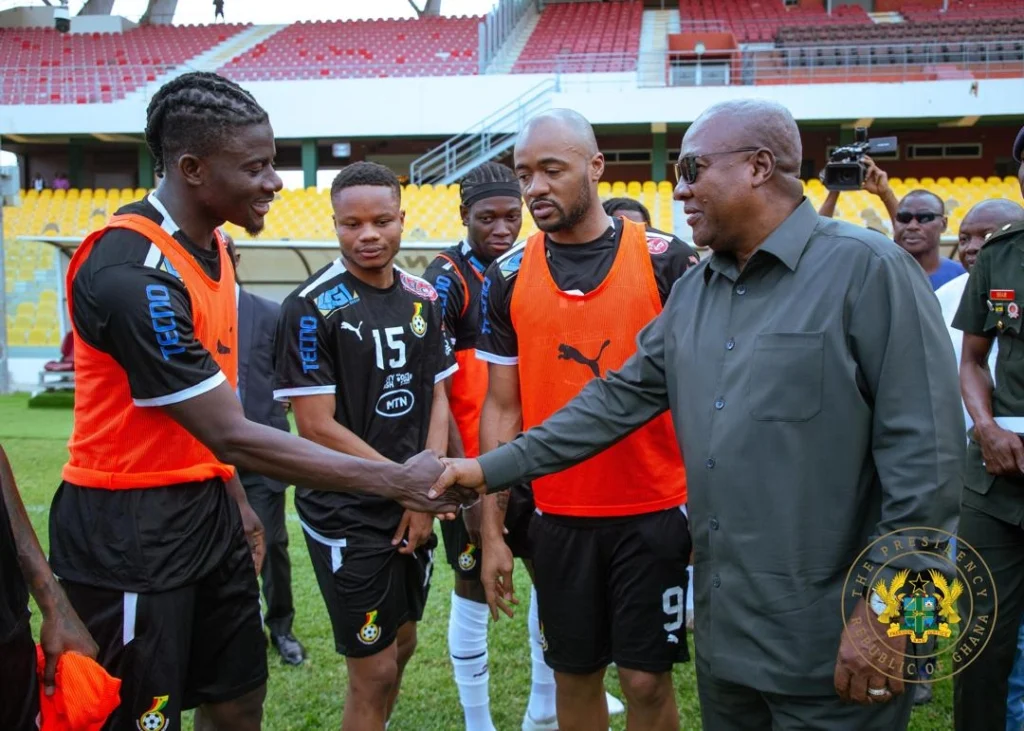 Mahama Visits Black Stars During Training Ahead of Chad Clash