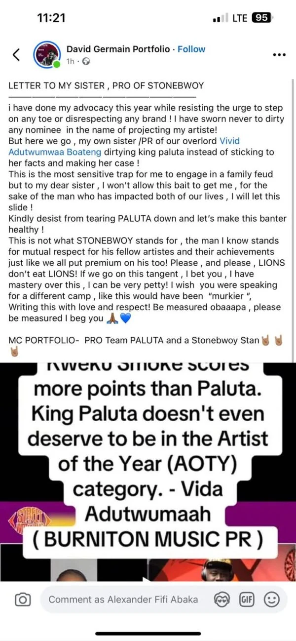 Mc Portfolio And Vida Adutwumwaa In Heated Online Exchange Over 2025 TGMA Artist Of The Year
