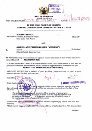 Alabaster Box Drags Medikal To Court Over GH₵15 Million Copyright Issue