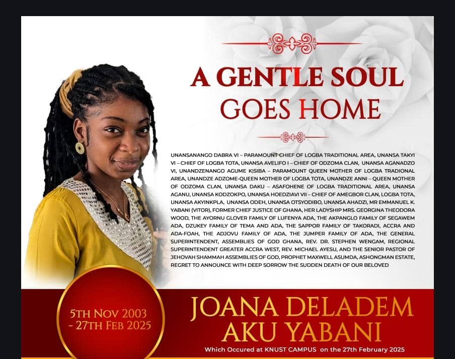KNUST Mourns As Murder Victim Joana Deladem Yabani Is Laid To Rest