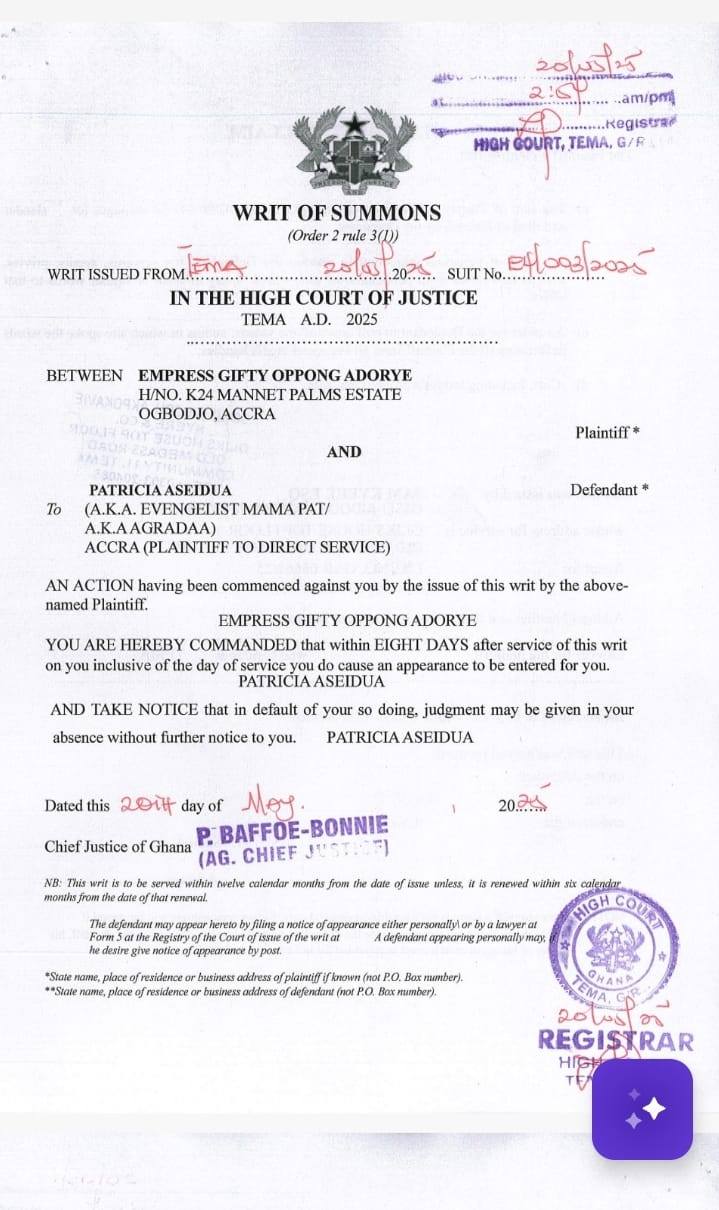 Empress Gifty Files GHS 20 Million Lawsuit Against Nana Agradaa For Defamation