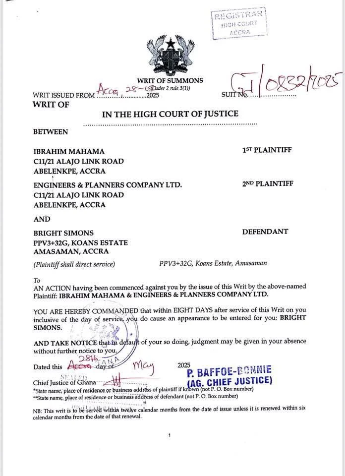 Ibrahim Mahama Files GH₵10 Million Lawsuit Against Bright Simons For Defamation