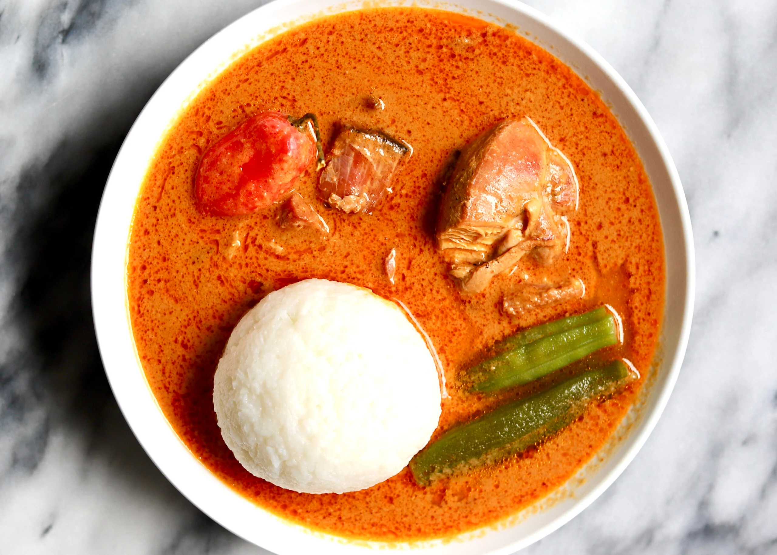 Omotuo (Rice Balls) with Groundnut Soup
