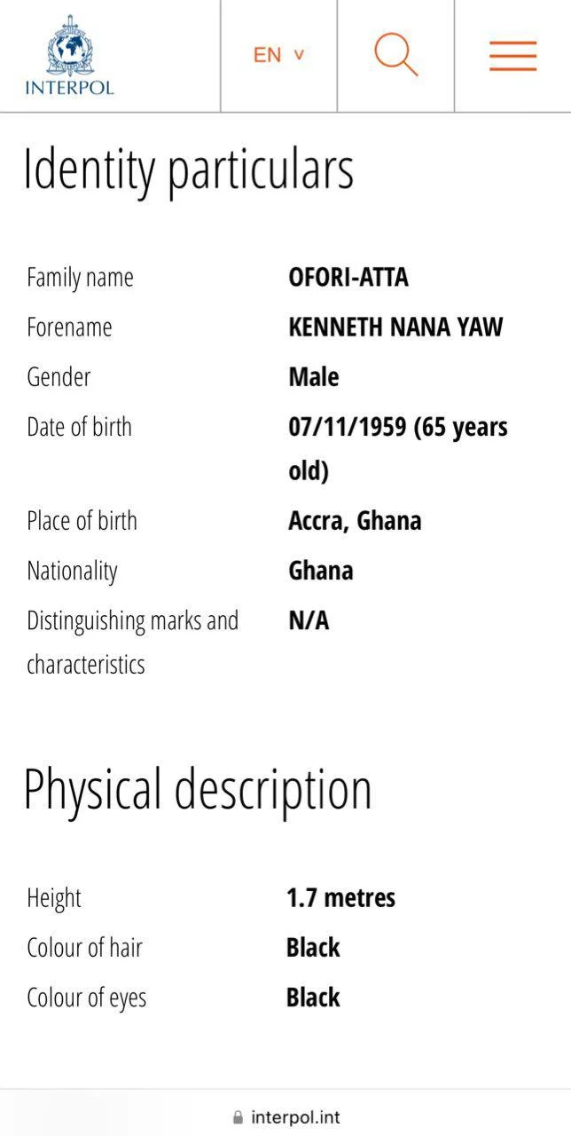Ken Ofori-Atta Officially Listed On Interpol's Red Notice As A Wanted Person