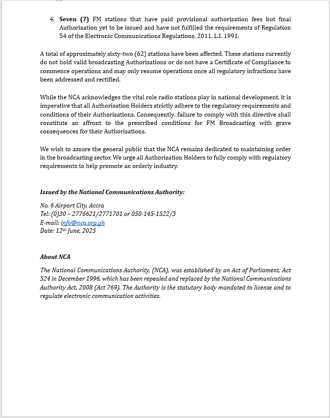 Over 60 Radio Stations Closed By NCA For Regulatory Breaches