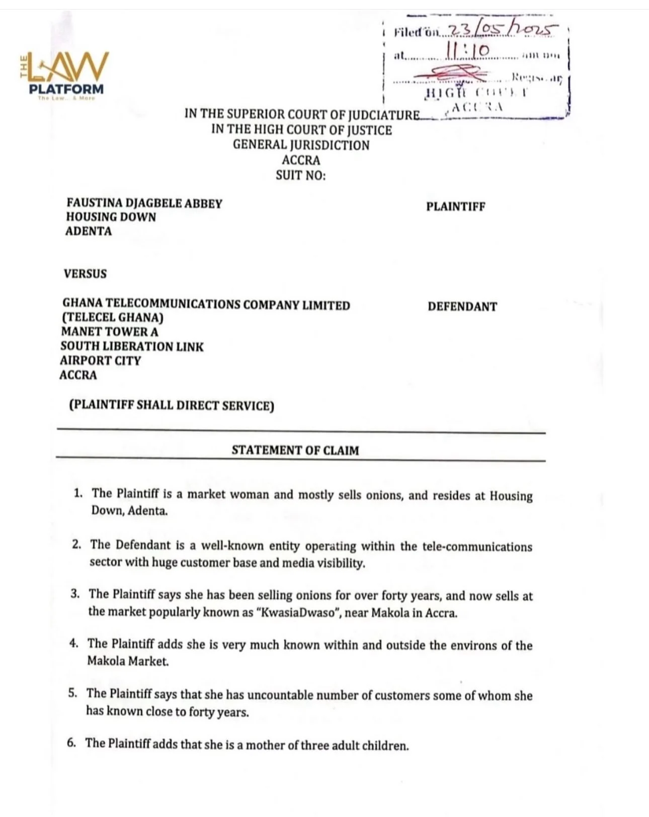Makola Trader Sues Telecel For GH¢2M For Using Her Picture Without Permission