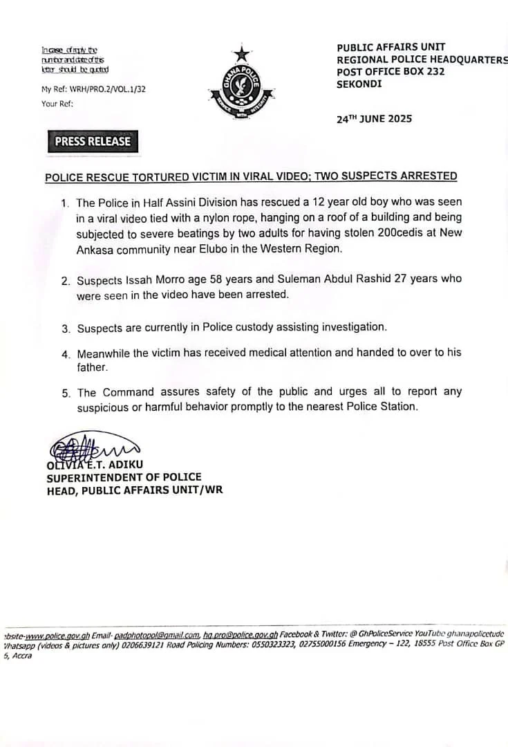 Ghana Police Arrest Two Men Over Viral Video Of Boy’s Abuse In Elubo