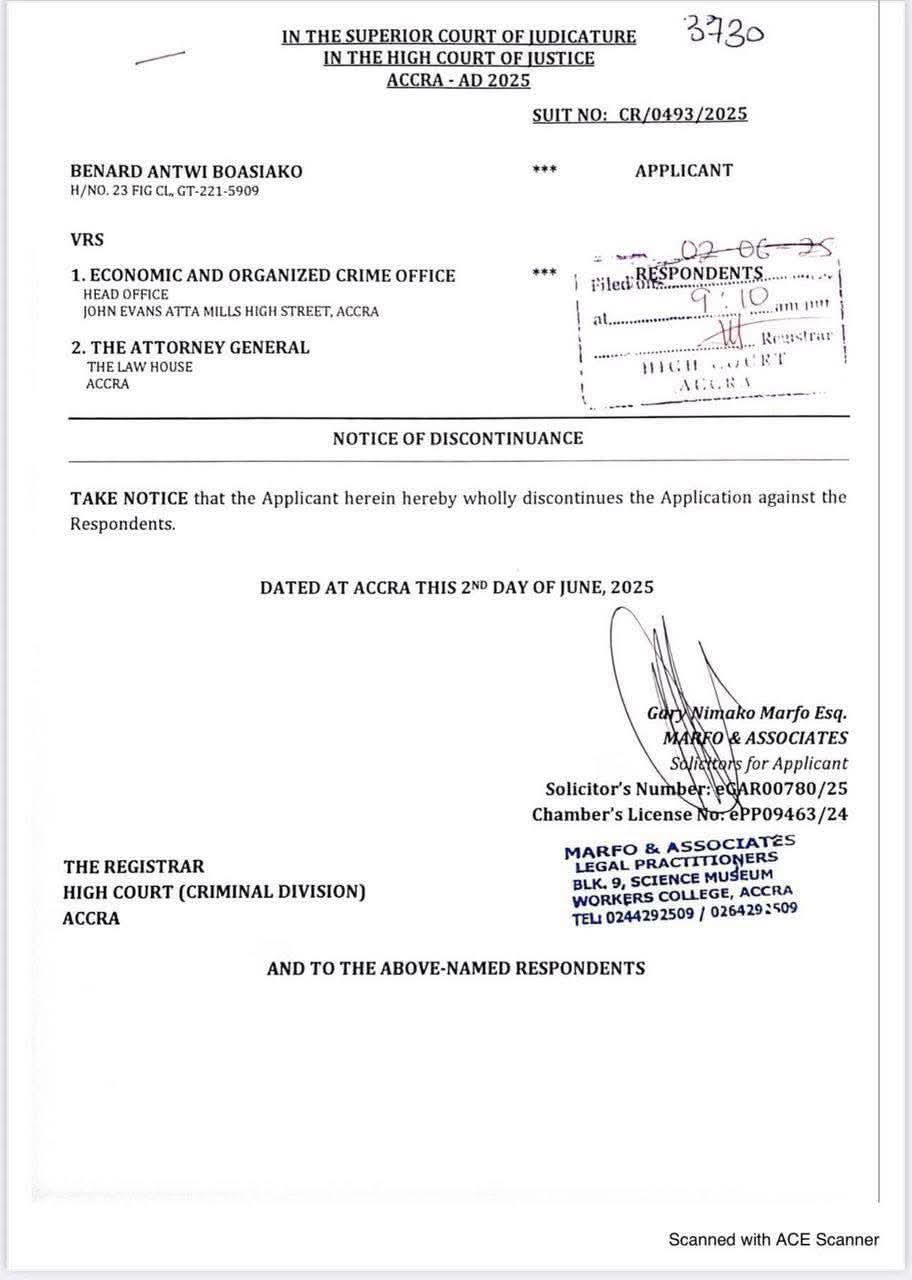Wontumi Withdraws Request To Review GH¢50M Bail Condition