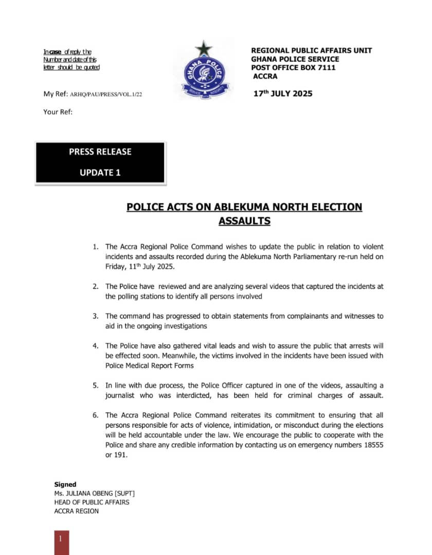Assault On Journalist: Police Officer Faces Charges Over Ablekuma North Incident