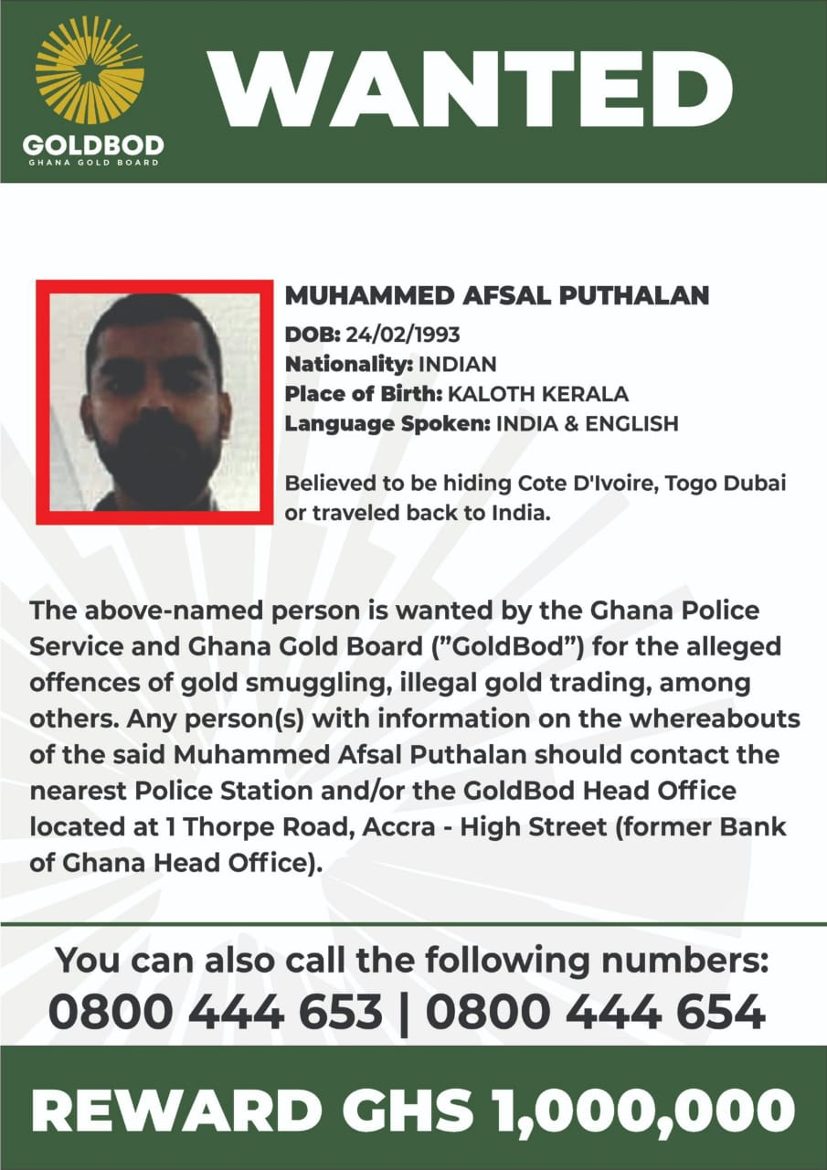 Police, GoldBod Offer GH¢1 Million Bounty For Arrest Of Gold Smuggling Suspects