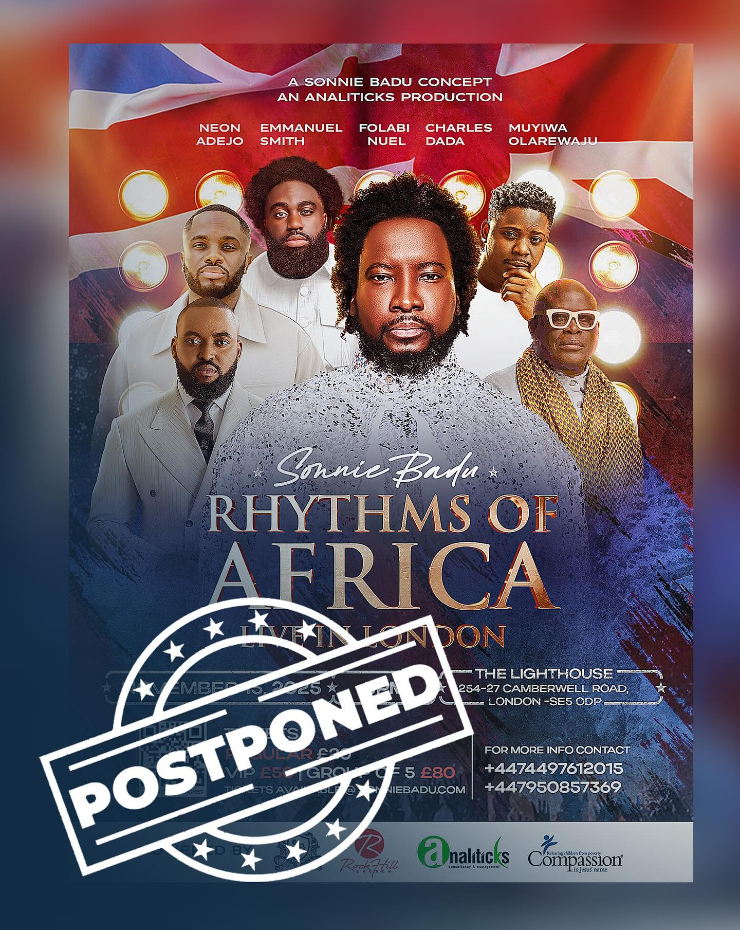 Sonnie Badu’s “Rhythms Of Africa'' Live in London Concert Officially Postponed
