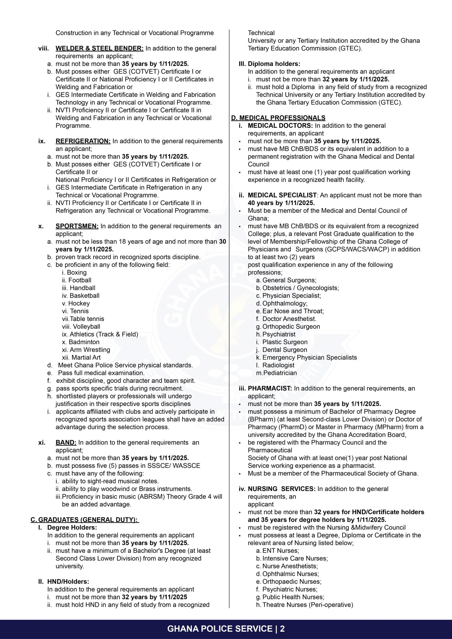 Recruitment for Police, Fire, Prisons, and Immigration Services Starts November 15