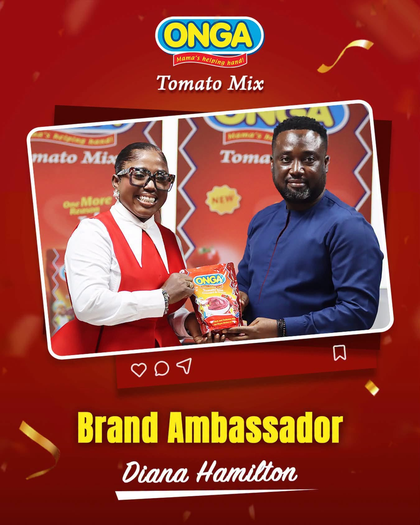 Diana Hamilton Unveiled as Brand Ambassador for Promasidor Ghana Limited's ONGA Tomato Mix